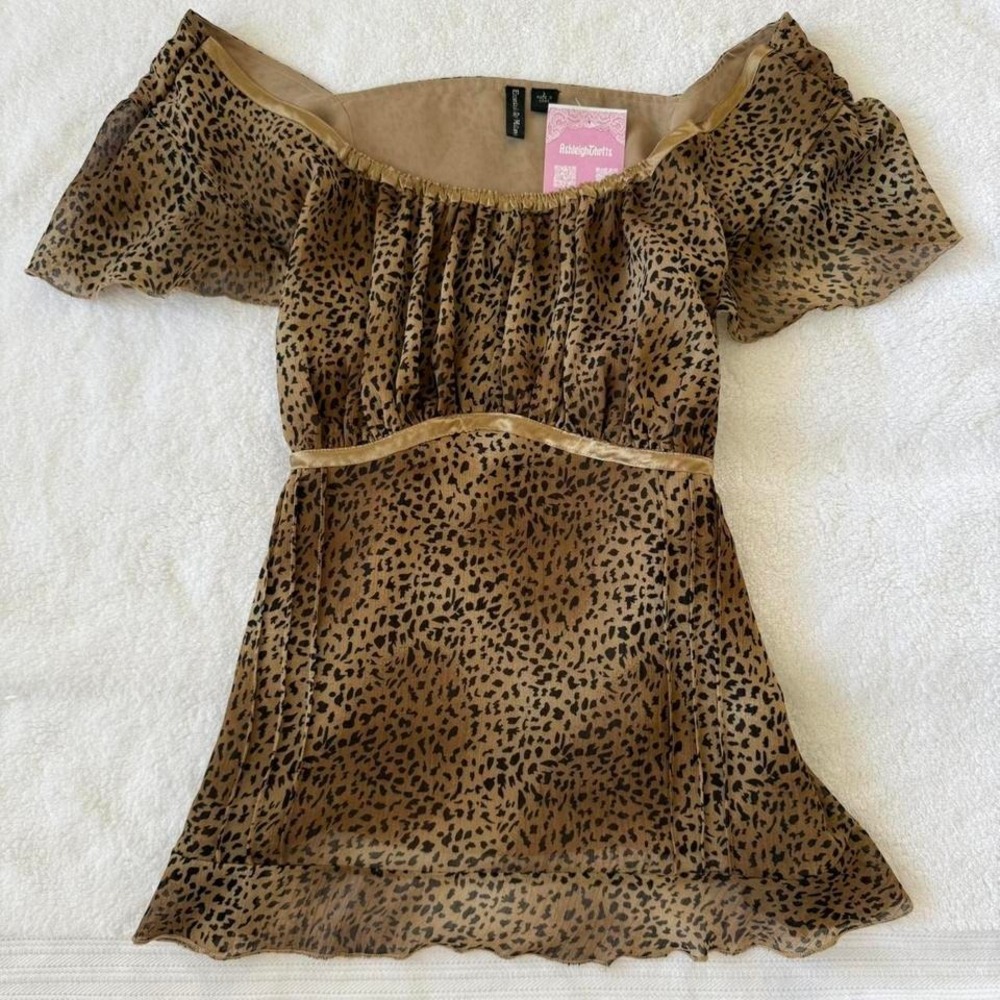 adorable coquette leopard babydoll blouse